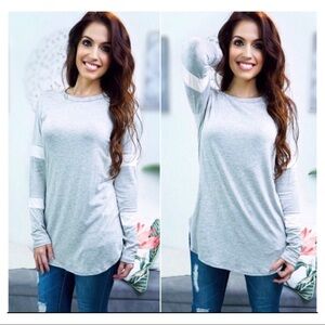 Gray Striped Tunic Top